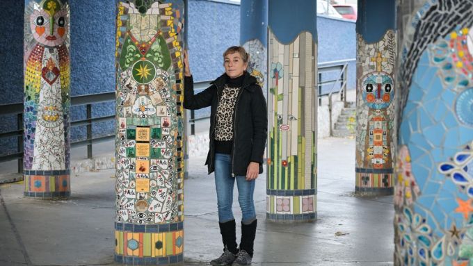 Nevenka Pavic, in her work La Santa Estació de l’Hospitalet. Photo: Joanna Chichelnitzky