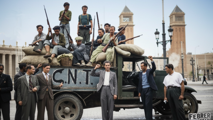 One of the AI-recreated images that appear in ‘1936, Sants revolutionised’. Photo courtesy