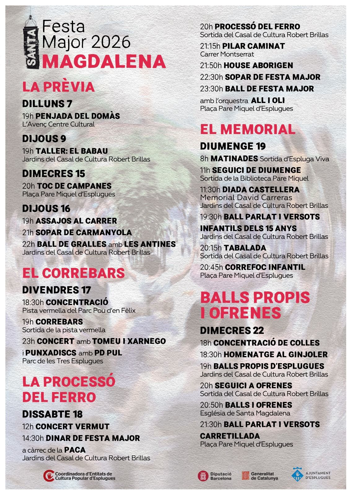 Cartell Santa Magdalena Esplugues 2026
